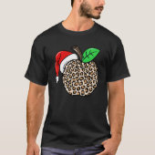 Christmas Leopard Apple Santa Hat Christmas Teache Tシャツ (正面)