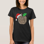 Christmas Leopard Apple Santa Hat Christmas Teache Tシャツ (正面)