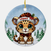 Christmas Leopard Spots Kitty Cat Lovers 🐆🐈🐾 セラミックオーナメント (裏面)
