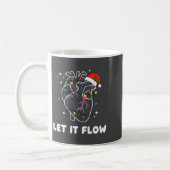 Christmas Let It Flow Cardiac Heart Funny Nurse Ho コーヒーマグカップ (左)