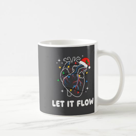 Christmas Let It Flow Cardiac Heart Funny Nurse Ho コーヒーマグカップ (右)