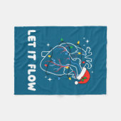 Christmas Let It Flow Cardiac Heart Funny Nurse Ho フリースブランケット (正面(横))