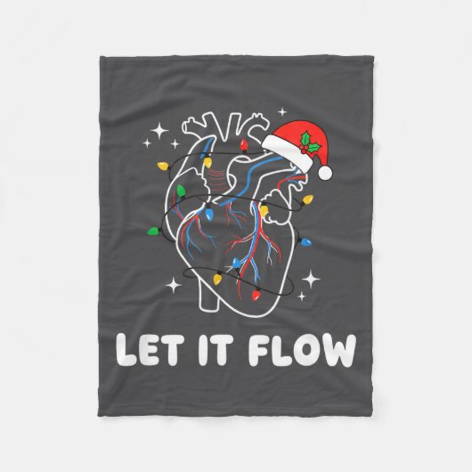 Christmas Let It Flow Cardiac Heart Funny Nurse Ho フリースブランケット (正面)