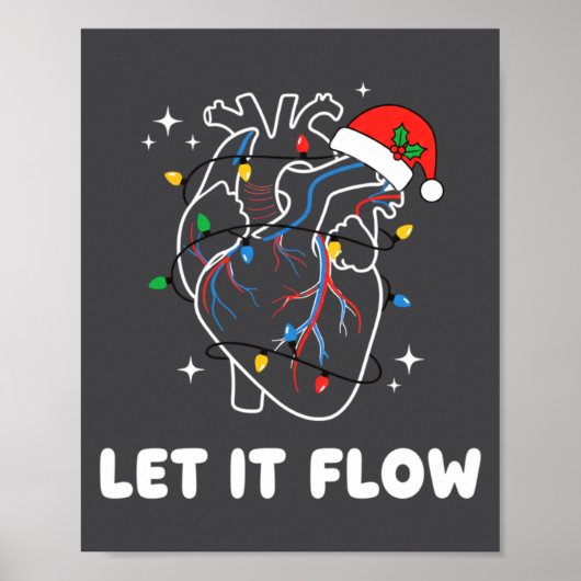 Christmas Let It Flow Cardiac Heart Funny Nurse Ho ポスター (正面)