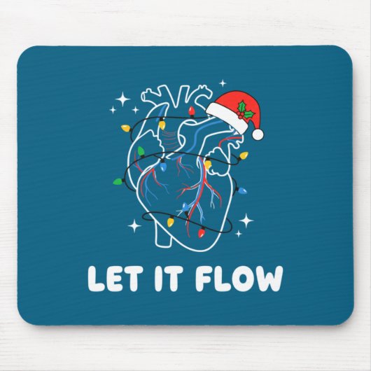 Christmas Let It Flow Cardiac Heart Funny Nurse Ho マウスパッド (正面)