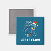 Christmas Let It Flow Cardiac Heart Funny Nurse Ho マグネット (正面/裏面)