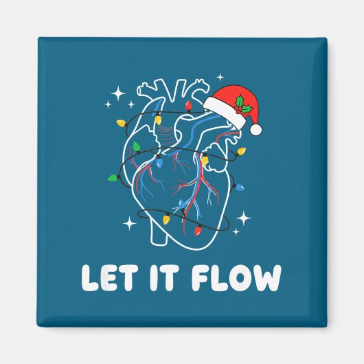 Christmas Let It Flow Cardiac Heart Funny Nurse Ho マグネット (正面)