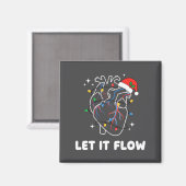 Christmas Let It Flow Cardiac Heart Funny Nurse Ho マグネット (正面/裏面)