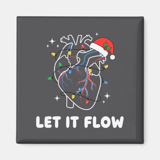 Christmas Let It Flow Cardiac Heart Funny Nurse Ho マグネット (正面)