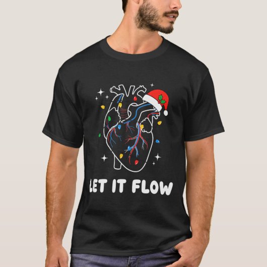 Christmas Let It Flow Cardiac Heart Funny Nurse Ho Tシャツ (正面)