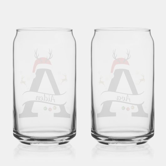 Christmas Letter A Initial – Festive Holiday Desig ガラス缶 (裏面)