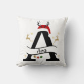 Christmas Letter A Initial – Festive Holiday Desig クッション (正面)