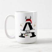 Christmas Letter A Initial – Festive Holiday Desig コーヒーマグカップ (左)