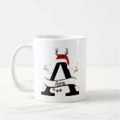 Christmas Letter A Initial – Festive Holiday Desig コーヒーマグカップ (左)