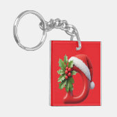 Christmas Letter D Decorated With Santa Hat キーホルダー (正面左)