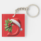 Christmas Letter D Decorated With Santa Hat キーホルダー (裏面)