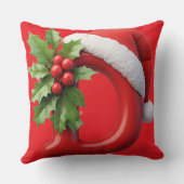 Christmas Letter D Decorated With Santa Hat クッション (裏面)
