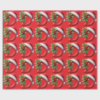 Christmas Letter D Decorated With Santa Hat ラッピングペーパー