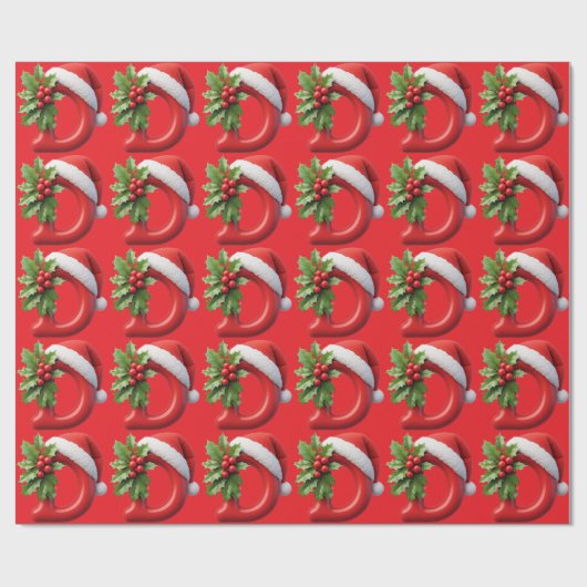 Christmas Letter D Decorated With Santa Hat ラッピングペーパー (フラット)