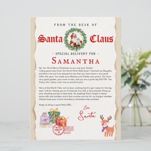 Christmas Letter from Santa Nice List Certificate (スタンド正面)