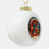 Christmas Letter G Ornament | Red Gold Monogram セラミックボールオーナメント (左)