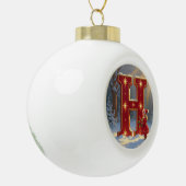 Christmas Letter H Ornament | Red Gold Monogram セラミックボールオーナメント (左)
