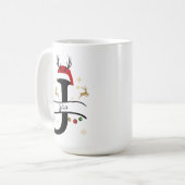Christmas Letter J Alphabet  コーヒーマグカップ (正面左)