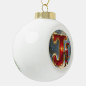 Christmas Letter J Ornament | Red Gold Monogram セラミックボールオーナメント (左)