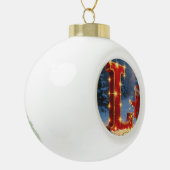 Christmas Letter L Ornament | Red Gold Monogram セラミックボールオーナメント (左)