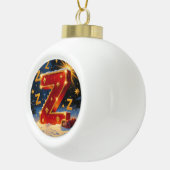Christmas Letter Z Ornament | Red Gold Monogram セラミックボールオーナメント (右)