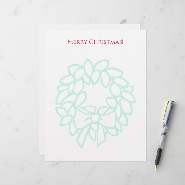 Christmas letterhead with elegant wreath watermark レターヘッド (正面/裏面インサイチュ)