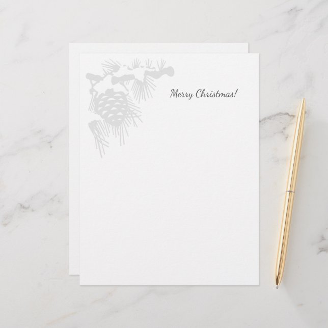 Christmas letterhead with snowy pine cone logo レターヘッド (正面/裏面インサイチュ)