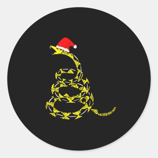 Christmas Libertarian Gadsden Don't Tread Snake  ラウンドシール (正面)