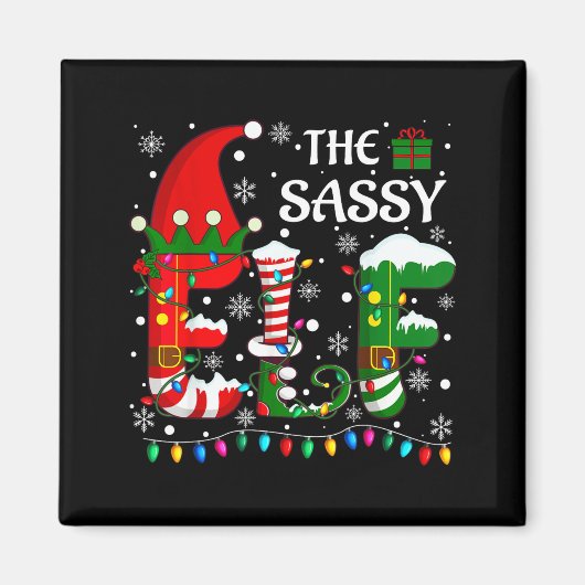 Christmas Light Family Matching Pajamas Sy Elf Xma マグネット (正面)