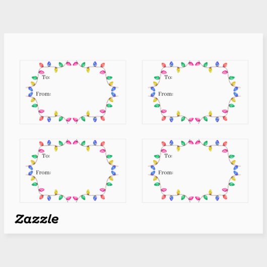 Christmas Light Gift Sticker 長方形シール (シート)