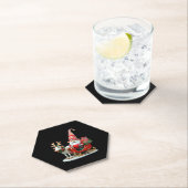 Christmas Light Gnome Santa Claus Riding Sleigh Hi ペーパーコースター (インサイチュ)