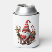 Christmas Light Gnome Santa Claus Riding Sleigh Hi 缶クーラー (缶正面)