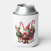 Christmas Light Gnome Santa Claus Riding Sleigh Hi 缶クーラー (缶正面)