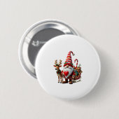 Christmas Light Gnome Santa Claus Riding Sleigh Hi 缶バッジ (正面&裏面)