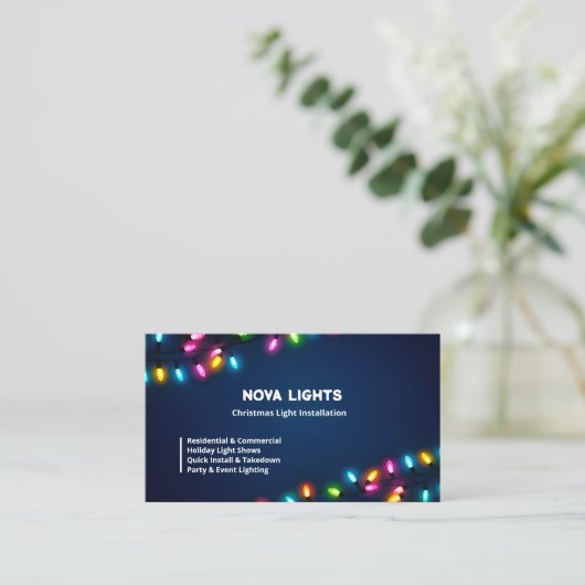 🦌 Christmas Light Holiday Lighting Custom QR 名刺 (スタンド正面)