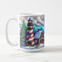 Christmas Lighthouse Nautical Coastal Mountain コーヒーマグカップ