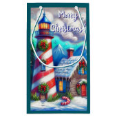 Christmas Lighthouse Nautical Coastal Mountain スモールペーパーバッグ (裏面)