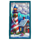 Christmas Lighthouse Nautical Coastal Mountain スモールペーパーバッグ (正面)