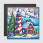 Christmas Lighthouse Nautical Magnetic Card (正面/裏面)