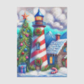 Christmas Lighthouse Nautical Mountains Decoupage 薄葉紙 (正面)