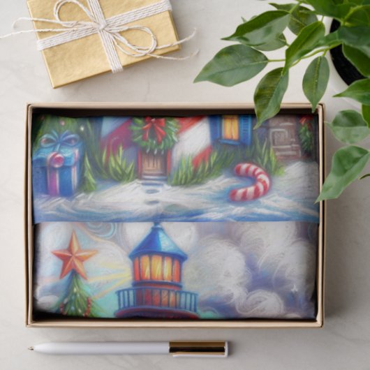 Christmas Lighthouse Nautical Mountains Decoupage 薄葉紙 (ギフト)