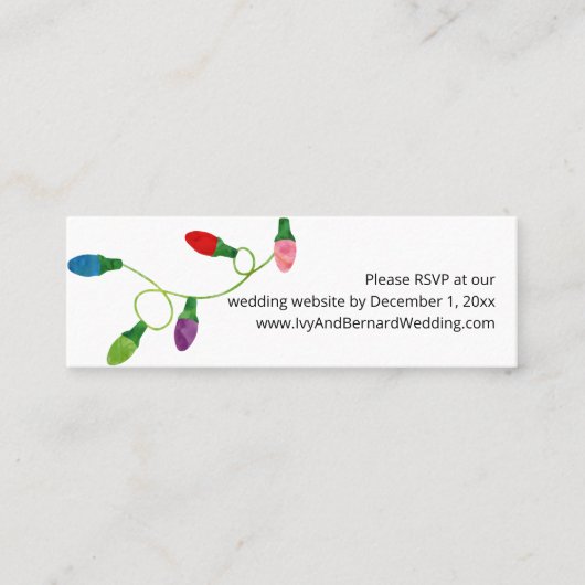 Christmas Lightsの結婚WebサイトRSVP スキニー名刺 (正面)