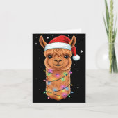 Christmas Lights Alpaca Santa Hat Llama Cute Xmas  カード (正面)