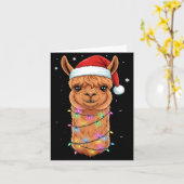 Christmas Lights Alpaca Santa Hat Llama Cute Xmas  カード (黄色い花)