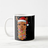 Christmas Lights Alpaca Santa Hat Llama Cute Xmas コーヒーマグカップ (左)
